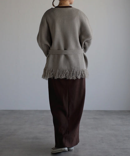 fringe short knit gaun / gray