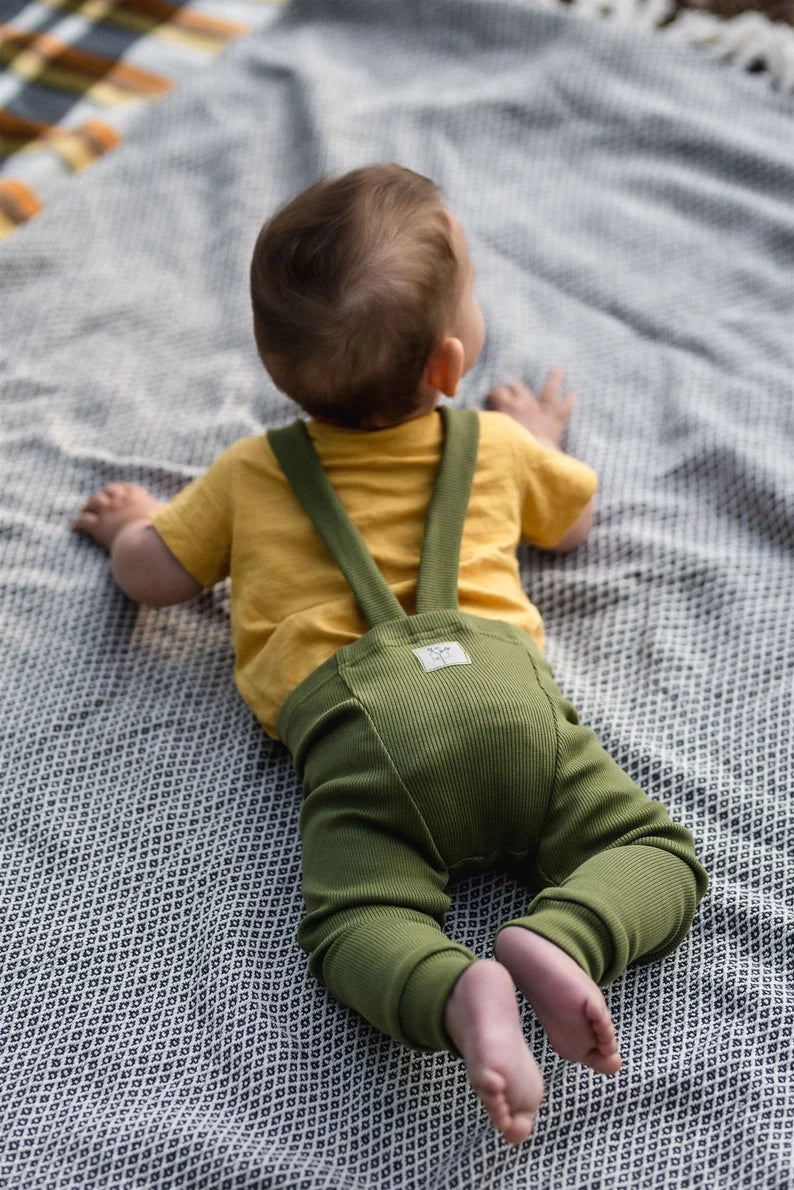 ribbed leggings with braces / olive