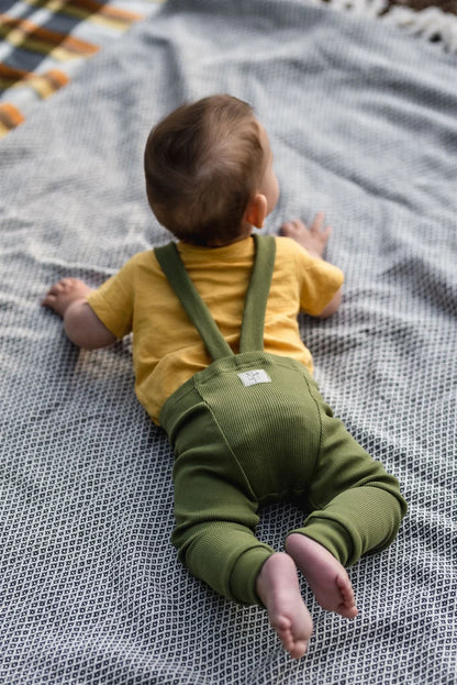 ribbed leggings with braces / olive