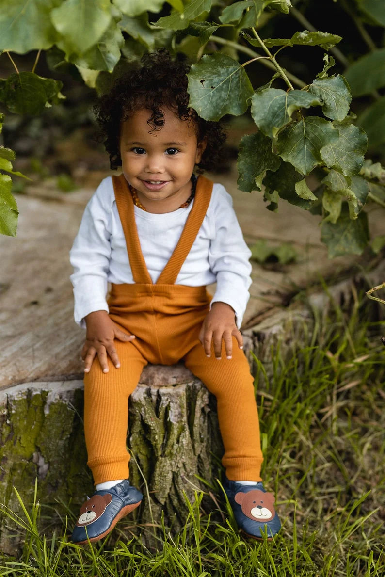 ribbed leggings with braces / pumpkin