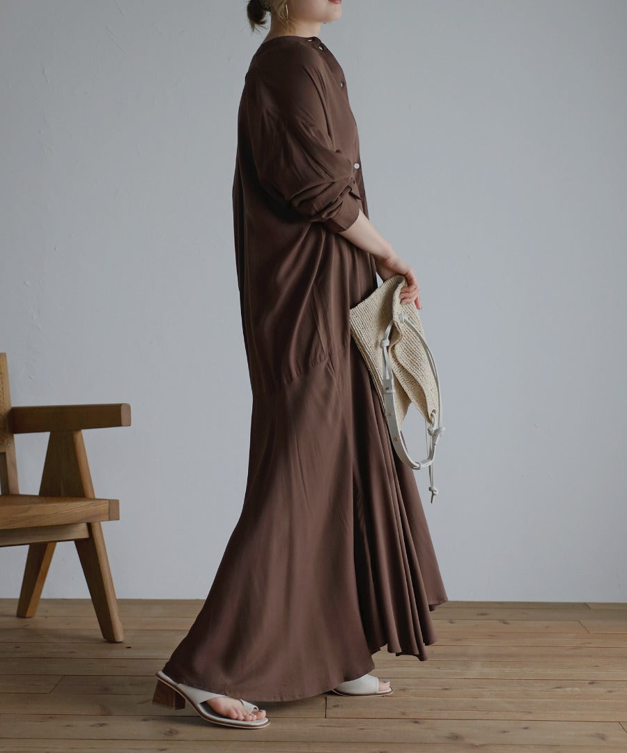 flare long onepiece / brown