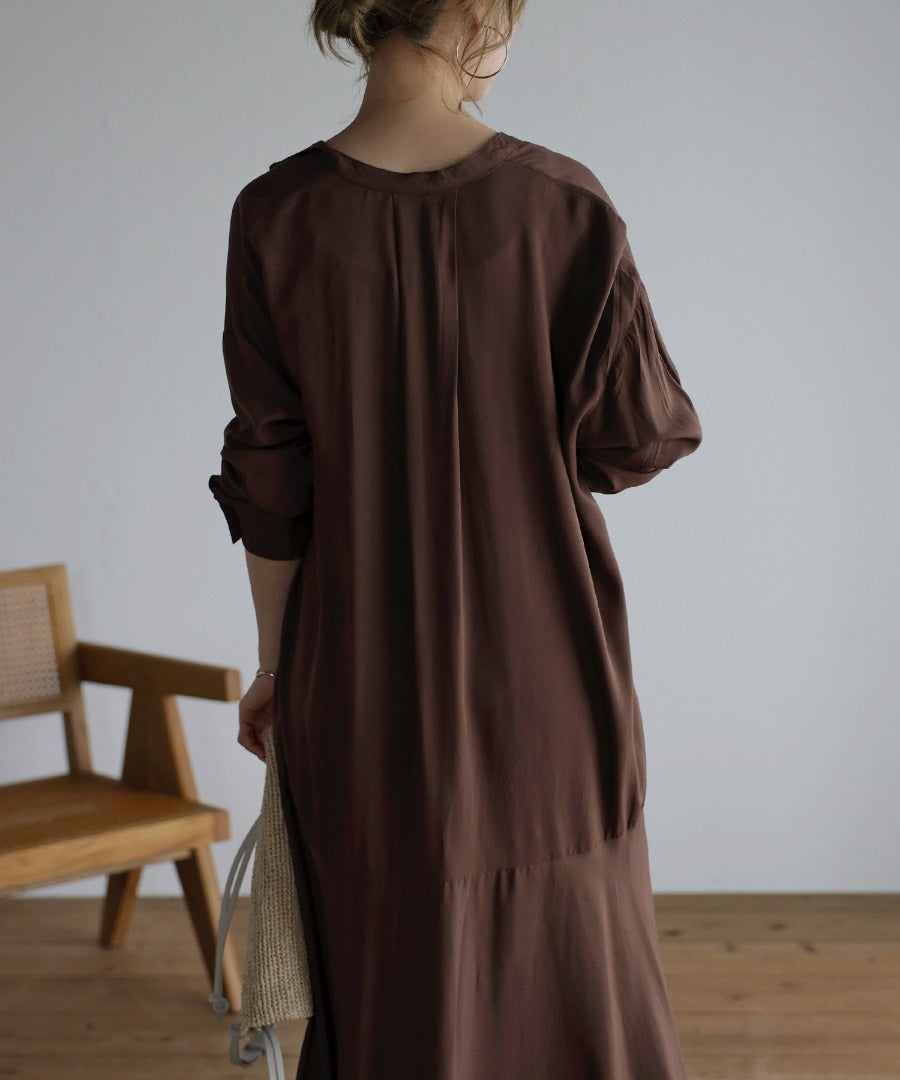 flare long onepiece / brown