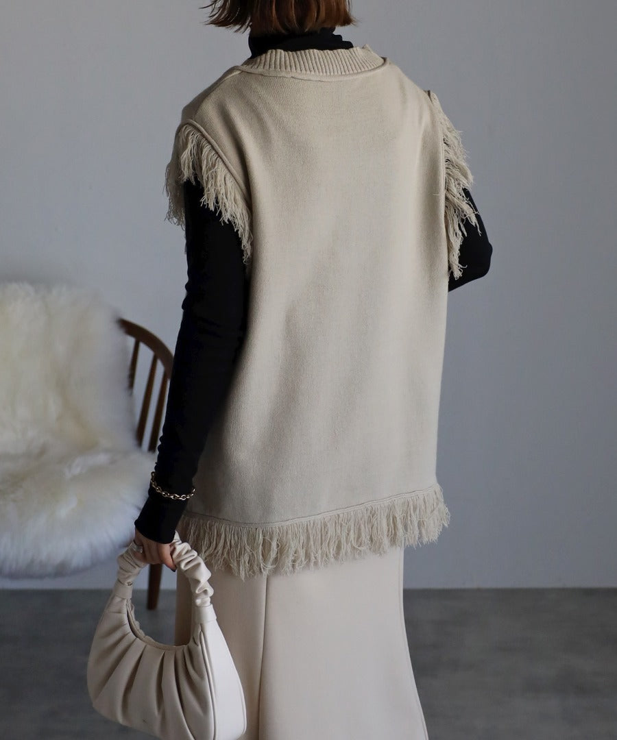 pearl pocket fringe vest