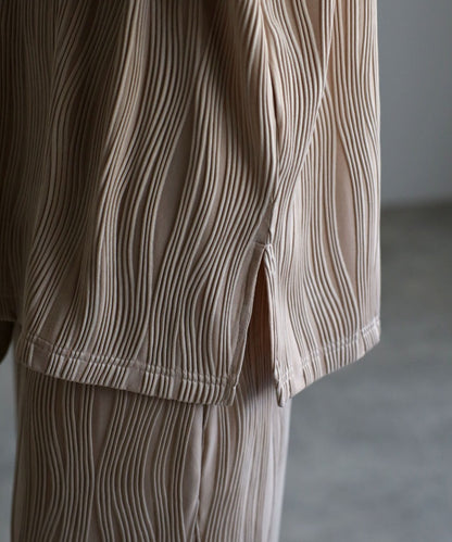 wavy pleats vest / beige