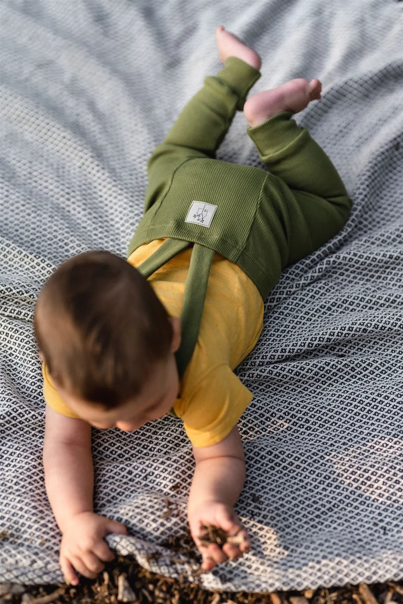ribbed leggings with braces / olive