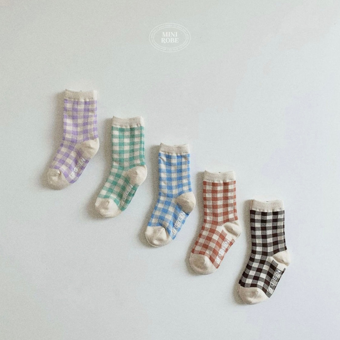 natural check socks 5p set [minirobe]