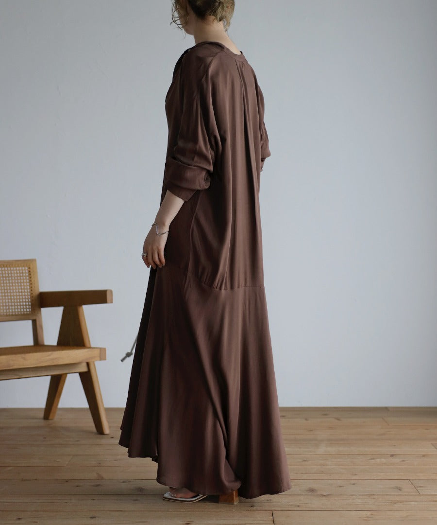 flare long onepiece / brown