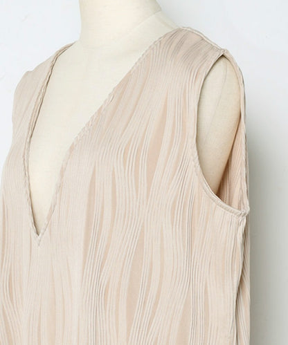 wavy pleats vest / beige