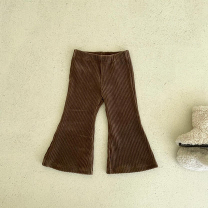 velor boots cut pants / brown