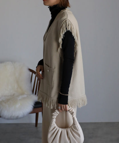 pearl pocket fringe vest