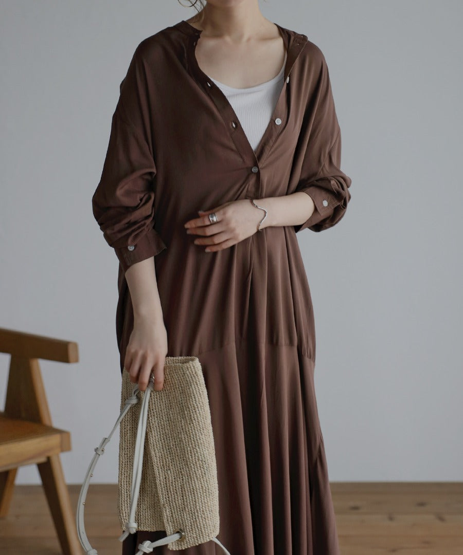 flare long onepiece / brown