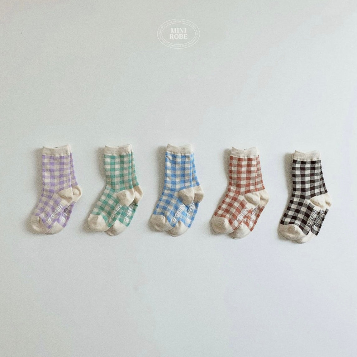 natural check socks 5p set [minirobe]