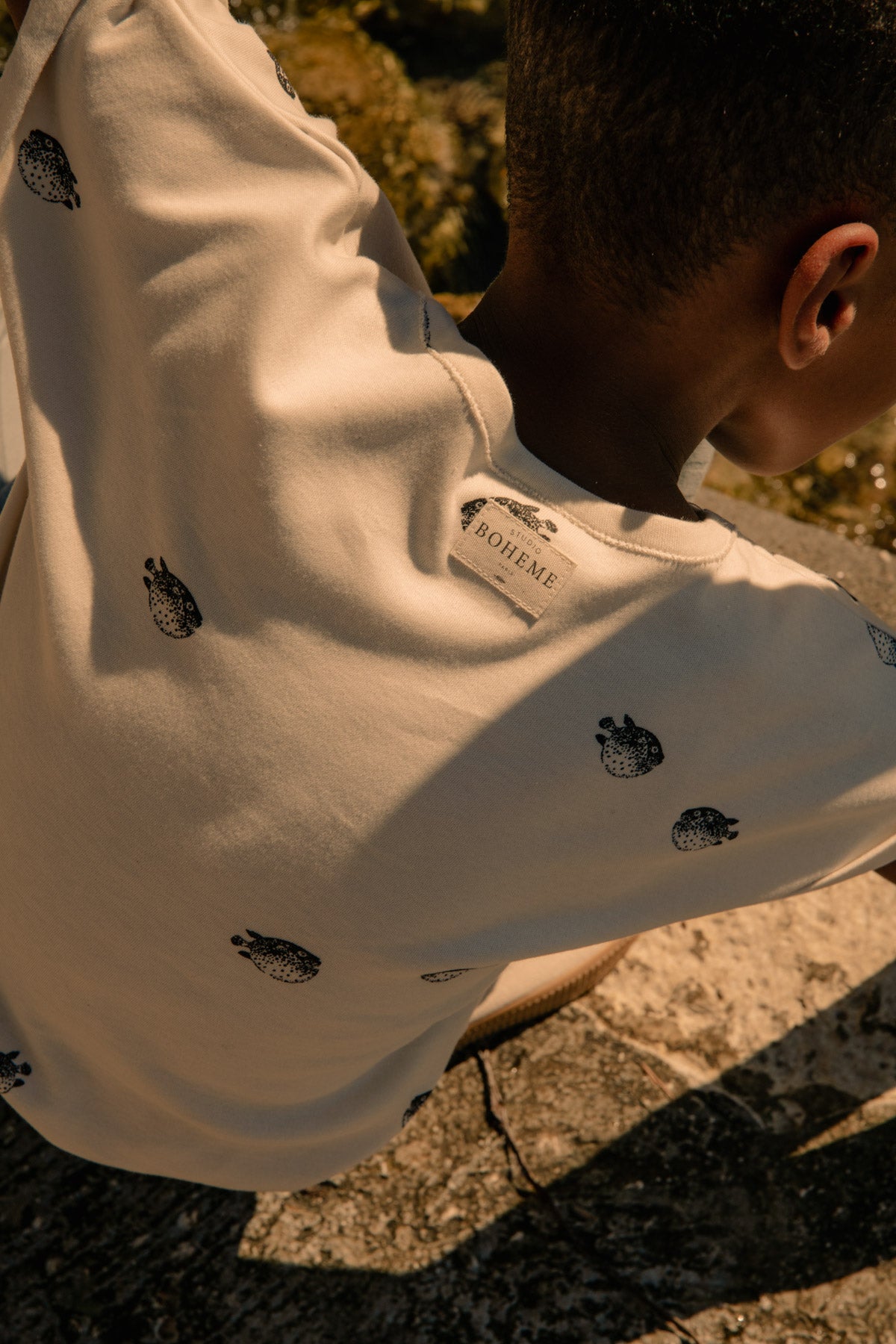 T-SHIRT BAMA / ecru-puffer fish
