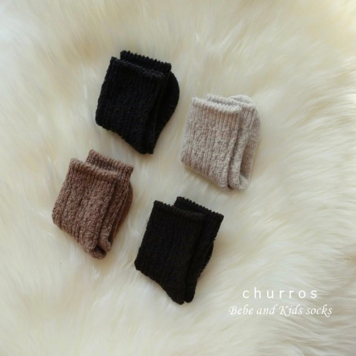twist wool socks 4p set [churros]