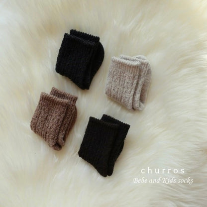 twist wool socks 4p set [churros]